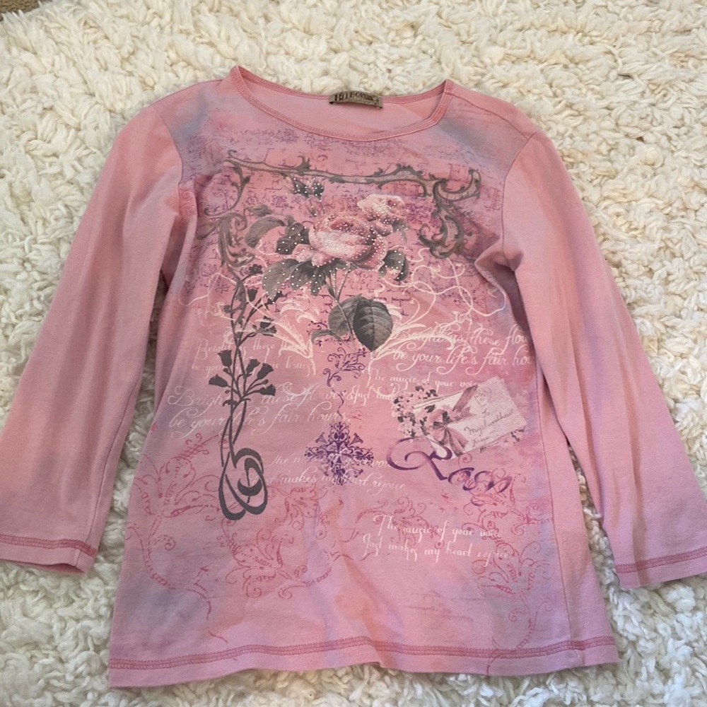 Y2K Long Sleeve Pink Rose Top